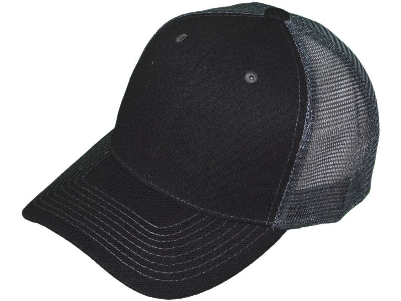 Customizable Mesh Snapback Hat - Black / Dark Gray